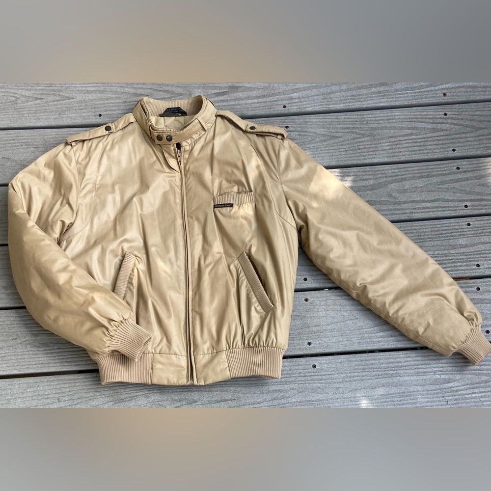 Vintage Members Only Tan Cream Bomber Jacket Size 40 (S)